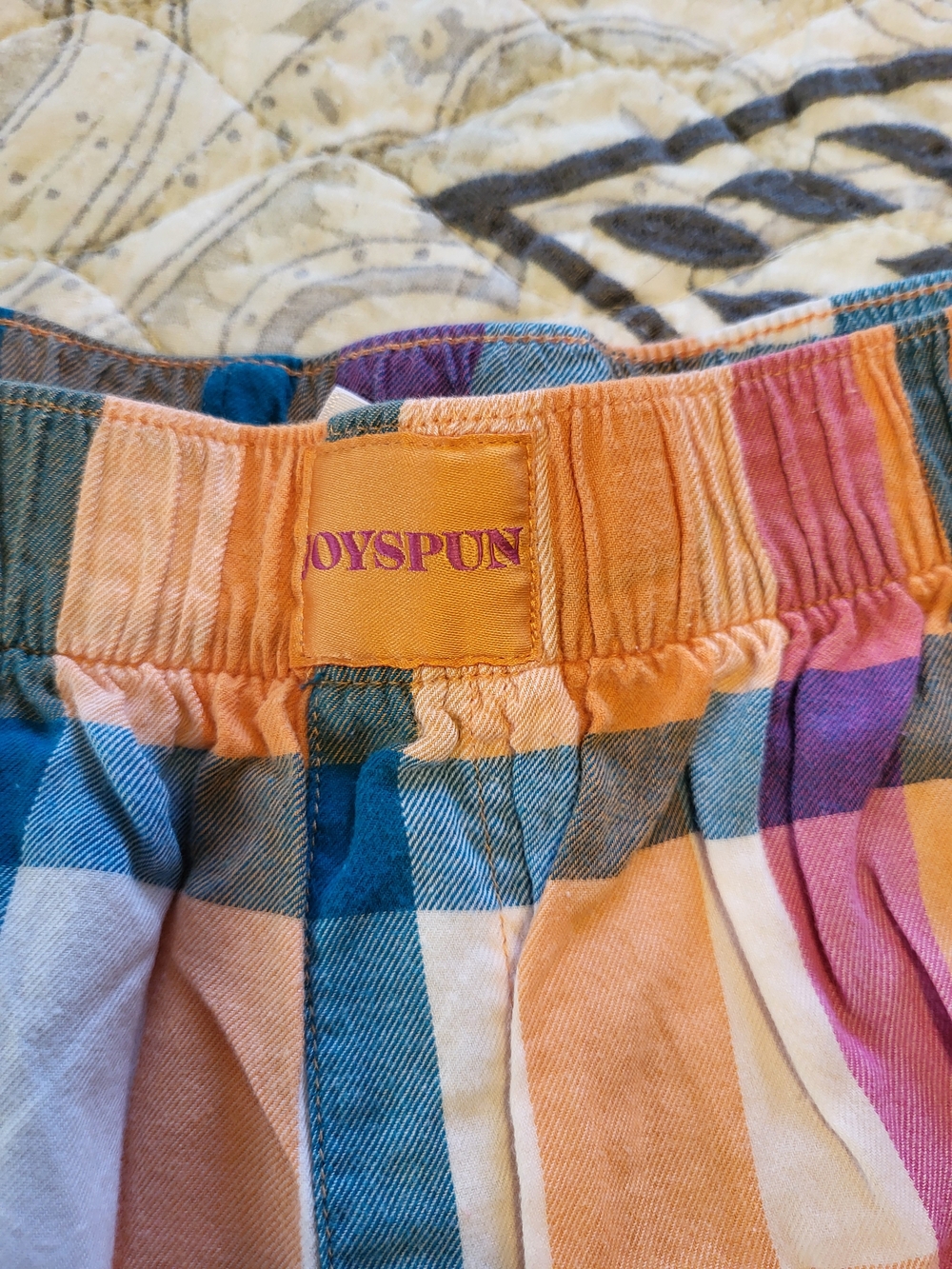 Cotton Plaid & Striped Sleep Shorts - Pink, Green, Orange - Picture 9 of 11
